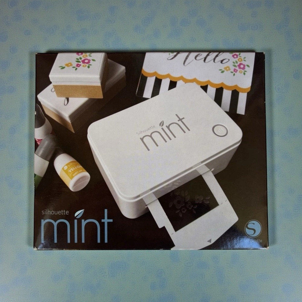 BRAND NEW Silhouette America Mint Custom Stamp Maker Kit White 4 Ink Bottles Inc